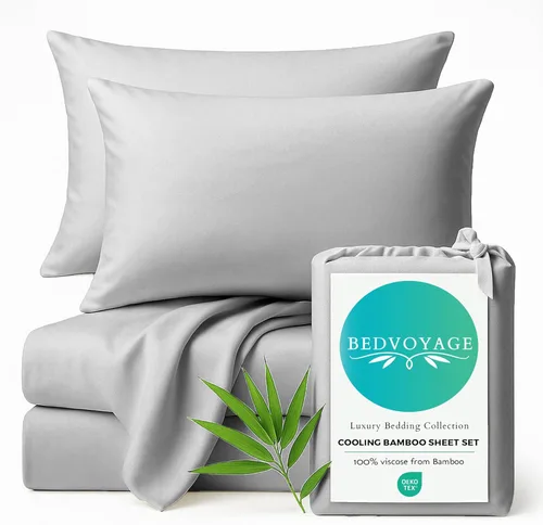 Vista 14 de BedVoyage Sábanas refrescantes tamaño Queen – Viscosa de bambú, juego de sábanas para personas que duermen con calor, bolsillo profundo de 18 Marfil