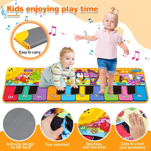 Vista 5 de Alfombrillas de Piano Musical para Niños con 25 Sonidos Musicales, Juguetes Musicales Alfombra de Teclado de Piano para Bebés Manta de Animales