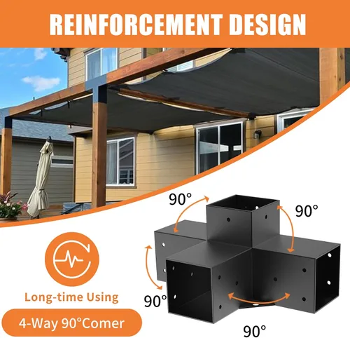 Vista 7 de Woodworks - Soporte de pérgola para pérgola de 4 vías, soporte de esquina de ángulo recto, soporte de madera elevado, paquete de 2 con tornillos