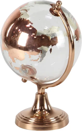Vista 2 de Deco 79 Globo de aluminio con base escalonada, 9 "x 8" x 13 ", cobre