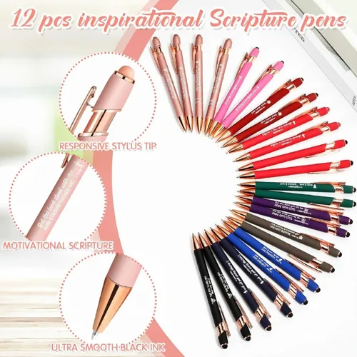 Vista 3 de Estune 36 Pcs Christian Bible Gifts Set Bulk Religious Scripture Notebooks Scripture Quote Inspirational Ballpoint Pens Verse Christmas Keychain