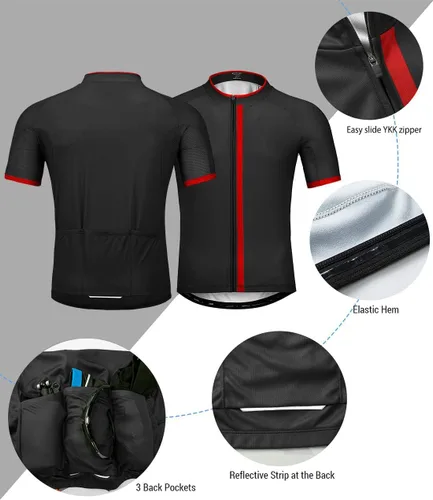 Vista 4 de wantdo Camisetas de ciclismo para hombre, camisetas de ciclismo de montaña MTB Jersey de manga corta Camisetas de ciclismo transpirable de secado