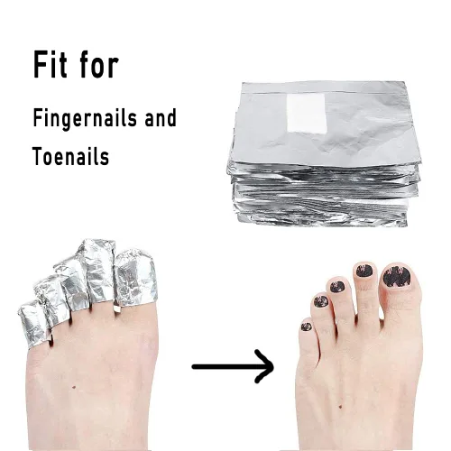 Vista 4 de 200 piezas de envoltorios de papel de aluminio para quitar esmalte de uñas con almohadillas de algodón, gel para uñas, herramienta de remoción