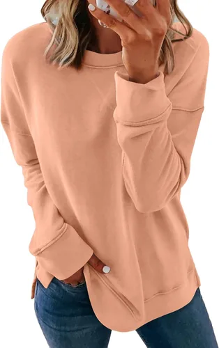 Vista 26 de Dokotoo Women's Casual Crew Neck Sweatshirt Loose Long Sleeve Pullover Tops Jade (Moonlight Jade)