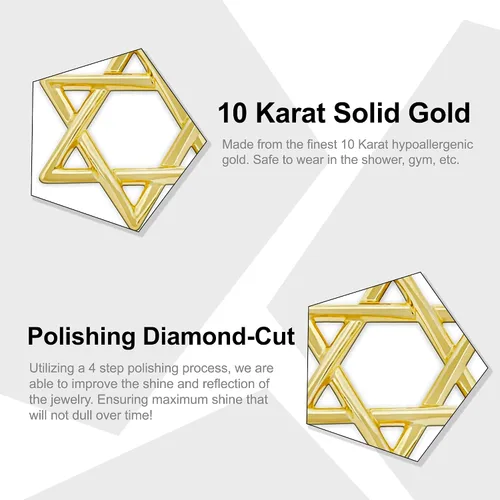 Vista 2 de Charm America - Gold Star of David Chai Charm - 14 Karat Solid Gold