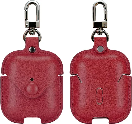 Vista 10 de MODOS LOGICOS Funda de carga de cuero para AirPods 1/2, cierre rápido seguro compatible con Apple AirPods 1/2 Generación - Negro