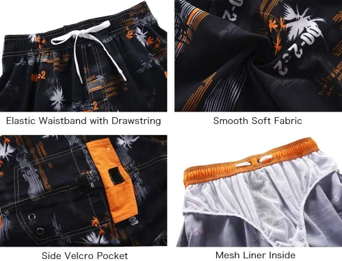 Vista 6 de Nonwe Shorts de baño suaves de secado rápido para hombre, ajuste relajado, con dibujo