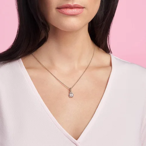 Vista 2 de PANDORA Joyería colgante de cristal de mariquita rosa y circonita cúbica para collar oro rosa Oro rosa Cristal Esmalte Circonita cúbica