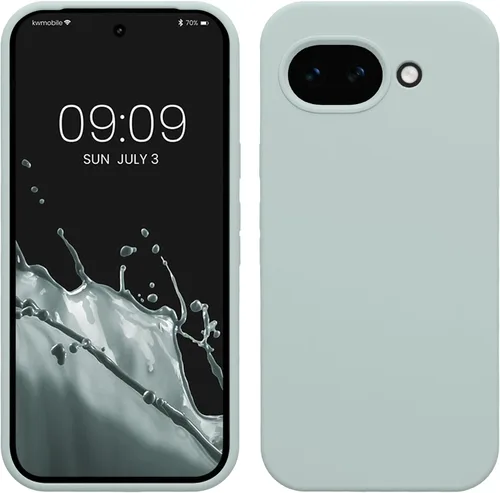 Vista 45 de kwmobile Funda Compatible con Google Pixel 6 Pro - Funda de teléfono de silicona TPU con acabado suave - Azul Arrecife