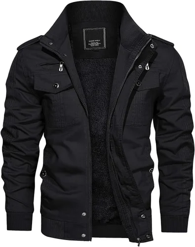 Vista 13 de CRYSULLY - Abrigo de invierno para hombre, estilo casual, con forro polar, bolsillos múltiples, estilo campo, con capucha extraíble