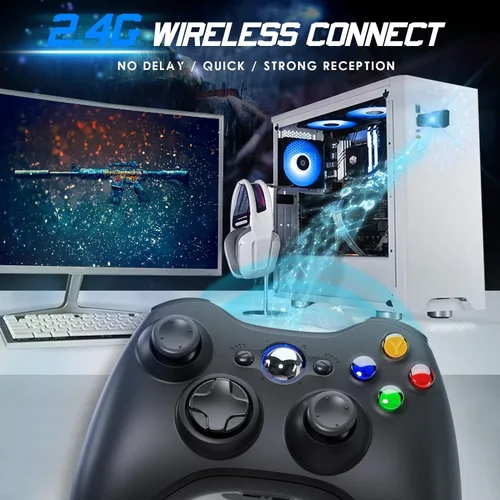 Vista 6 de Prodico Xbox 360 Wireless Controller 2 Pack, 2.4G Wireless Controller for Xbox 360 & Slim PC Windows 7