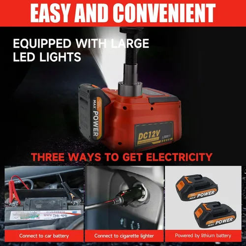 Vista 3 de E-HEELP Cordless Electric Floor Jack Kit 5 Ton with Remote, Wrench and LED Hydraulic Lifting for SUV and RV Tire Changes, Roadside Emergencies and