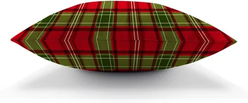 Vista 5 de AOYEGO Funda de almohada de cuadros rojos y verdes de 12 x 20 pulgadas, fundas de almohada rectangulares de algodón y lino para decoración