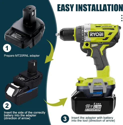 Vista 4 de OBOLTS MT20RNL Adaptador para batería Makita de 18 V a batería Roybi de 18 V, la mayoría de las baterías para MAKITA: BL1860B / BL1860 / BL1850B