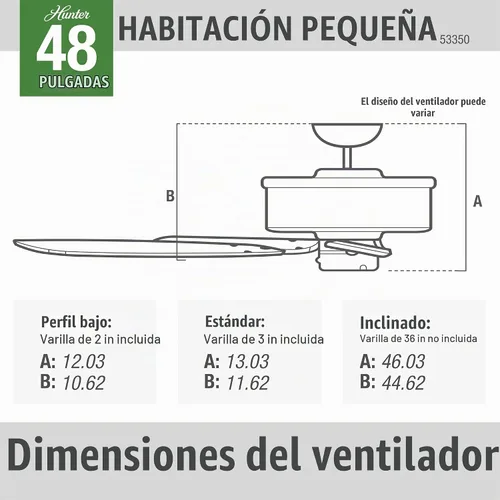 Vista 6 de Hunter Viento marino, exterior o interior, ventilador de techo, sin luz, 48 Blanco