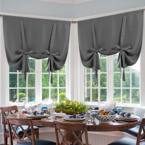 Vista 12 de DWCN Cortinas Opacas - Persiana Enrollable con Lazos para Ventana, Aislamiento Térmico, Oscurecimiento de Habitación, Cortinas con Bolsillo