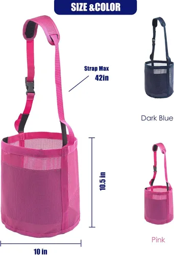 Vista 6 de Bolsa de alimentación para caballos para grano, alimentador de caballos de malla resistente con correa ajustable, almohadilla cómoda para el cuello