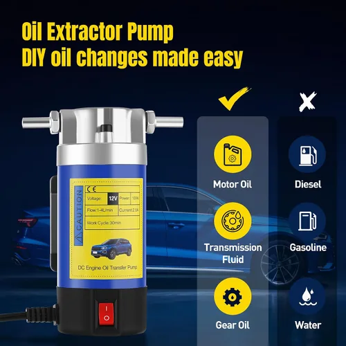 Vista 2 de Bomba extractora de aceite de 12 V 100 W, bomba de cambio de aceite eléctrica para aceite de motor, aceite de engranajes, drenaje de fluido