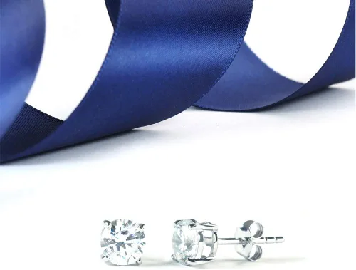 Vista 4 de Belinda Jewelz Aretes de piedra natal de regalo para mujer, aretes redondos de plata con circonita cúbica 925, clásicos, finos de 0.197in, gemas