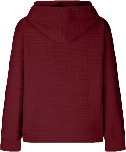 Vista 4 de SHENGXINY Sudaderas con capucha de baloncesto para mujer, ajuste atlético, a la moda, con bolsillo de gofre, casual, holgada, con capucha