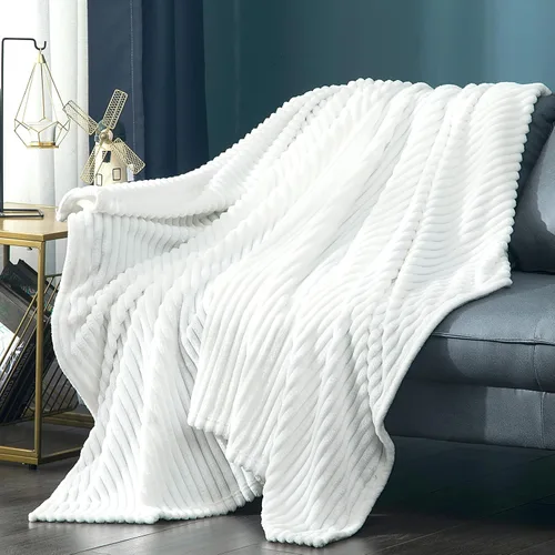Vista 32 de Vessia - Manta de forro polar de franela (50x70 pulgadas), manta 3D de jacquard negra, esponjosa y cálida para sofá, sillón, cama, silla, 300GSM