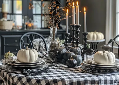 Vista 8 de COTTON CRAFT Countryside - Mantel clásico a cuadros de búfalo a cuadros, algodón de primera calidad, cosecha de Halloween, otoño, Acción de Gracias