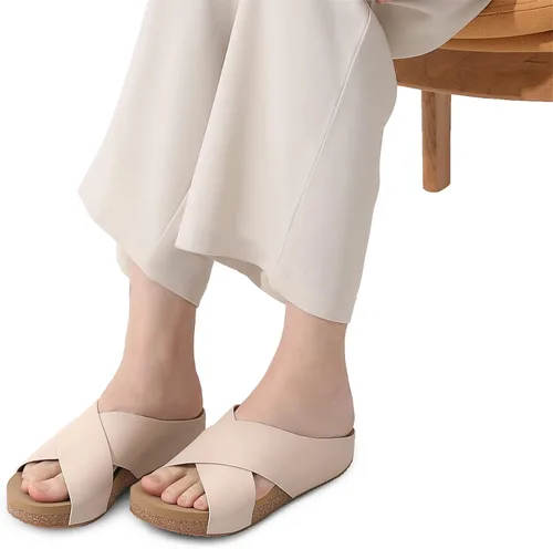 Vista 7 de DREAM PAIRS Sandalias de corcho para mujer, con puntera abierta, bonitas, cruzadas, planas, para verano