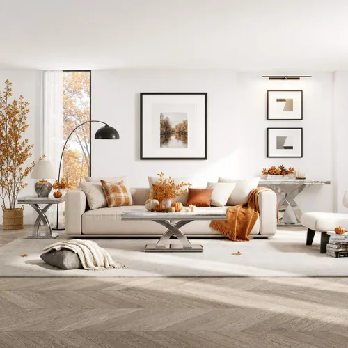 Vista 3 de AUZ Mesa consola plateada, 50 '' rectangular moderna mesa de entrada Glam