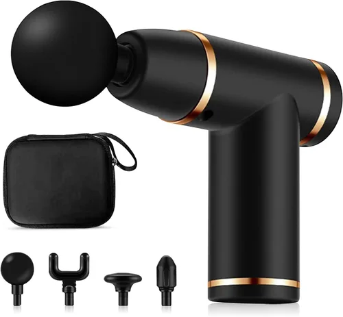Vista 10 de Ergocar Potente pistola de masaje muscular tejido profundo, 6 velocidades masajeador de cuerpo eléctrico de mano con 4 cabezas súper silencioso Negro