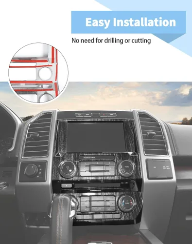 Vista 4 de Voodonala - Funda para panel de control del volumen de navegación de la consola central para Ford F150 2015-2020, grano de madera negro
