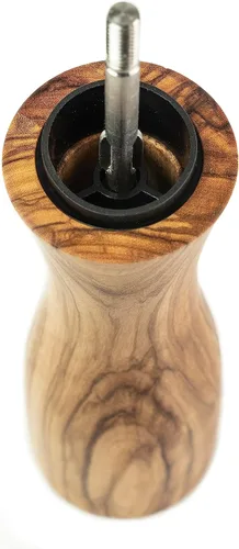 Vista 4 de Molinillo de pimienta manual en madera de olivo y acero inoxidable 5.9 in
