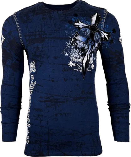 Vista 2 de Archaic Affliction - Camisa térmica para hombre, color azul marino lealtad, Azul