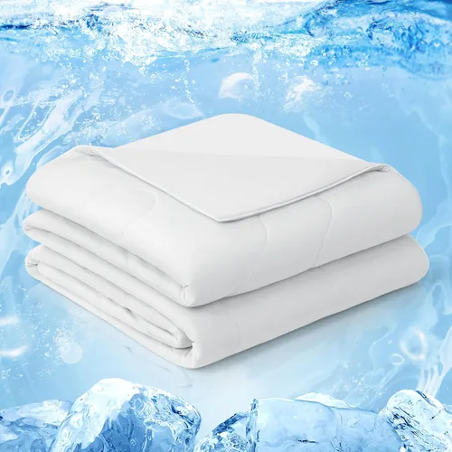 Vista 10 de EASELAND Edredón refrescante individual, tela de tacto frío que absorbe el calor corporal, diseño fresco de doble cara, manta refrescante suave