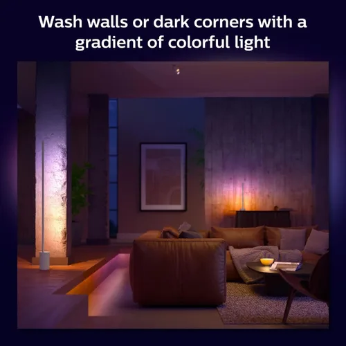 Vista 15 de Philips Hue Lámpara de pie inteligente Signe, color blanco - Luz LED de ambiente blanco y color cambiante - 1 paquete - Interior - Control