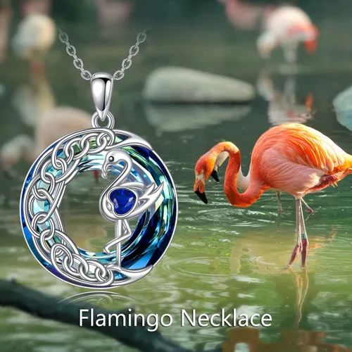 Vista 3 de TOUPOP Regalo del día de la madre para mamá, collar de flamenco para mujer, plata de ley 925, colgante de flamenco, regalo de flamenco para ella