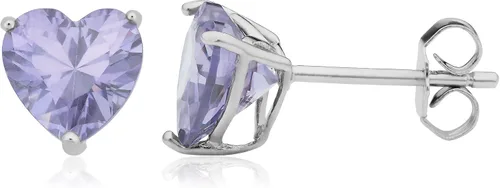 Vista 6 de Kooljewelry Pendientes de plata de ley y circonita cúbica con piedra natal
