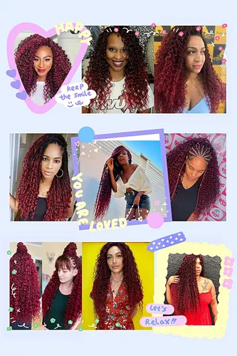 Vista 4 de MAYSA Extensiones de cabello ondulado con ganchillo Ocean Wave de 22 pulgadas, extensiones de cabello rizado de playa, 6 paquetes, extensiones de #