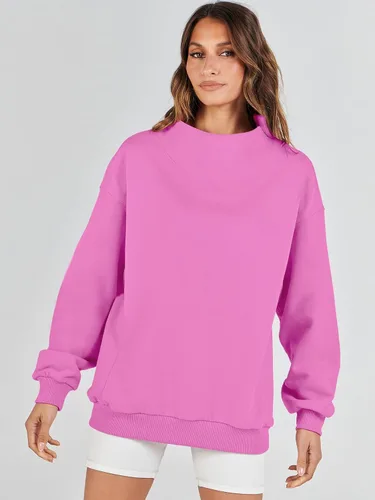 Vista 8 de ANRABESS Sudaderas de gran tamaño para mujer, cuello alto, manga larga, sudaderas con capucha para otoño, ropa 2023
