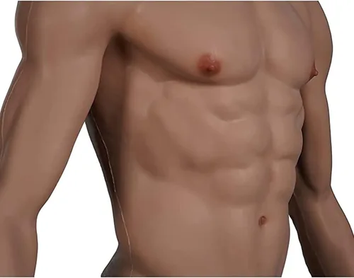 Vista 6 de Traje muscular de silicona con brazos con cremallera pecho de silicona masculino con brazos realista pecho abdominal