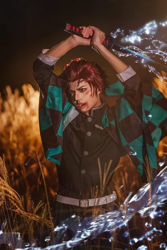 Vista 7 de CR ROLECOS - Disfraz de cosplay de anime Tanjirou, Zenitsu y Giyuu, traje estilo kimono