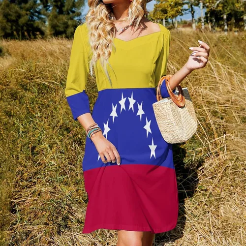 Vista 2 de Vestido de la bandera de Camboya para mujer, vestido suelto casual de verano, vestido largo de manga corta para niñas, faldas de moda