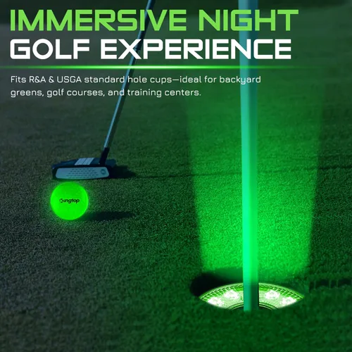 Vista 4 de KINGTOP Luz de hoyo de golf LED recargable - Impermeable, lente de iluminación enfocada, control remoto, perfecta para práctica nocturna de golf