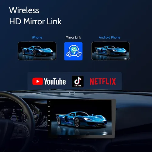Vista 6 de Haudio Estéreo inalámbrico de doble DIN de 9 pulgadas para automóvil, con Apple CarPlay y pantalla de radio Android Auto, con Mirror Link, Bluetooth
