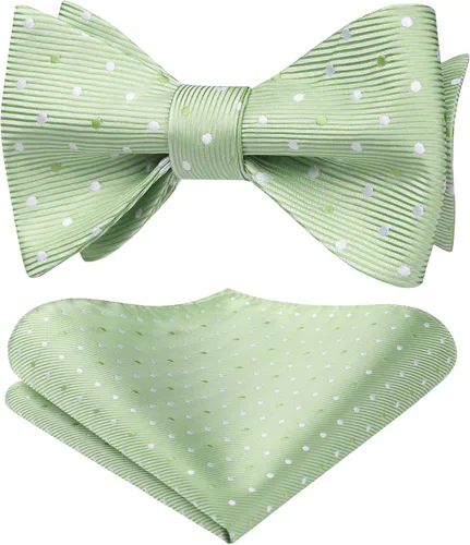Vista 25 de HISDERN Pajaritas para hombre, diseño de lunares, corbatín y bolsillo cuadrado, clásico, esmoquin de negocios, boda, pajaritas, pañuelo