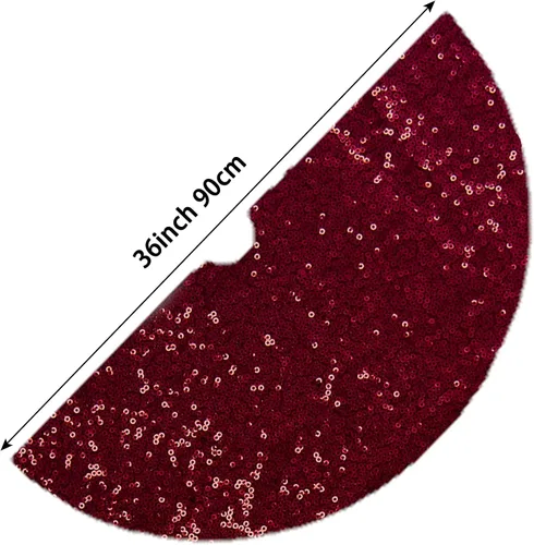 Vista 2 de AMZLOKAE Falda de árbol de lentejuelas color burdeos de 36 pulgadas, kit de decoración navideña de vino con purpurina y brillo para Halloween