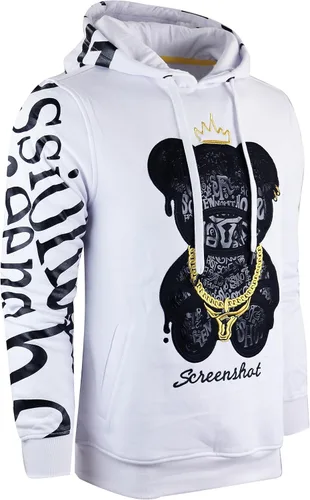 Vista 18 de SCREENSHOT Sudadera urbana de forro polar para hombre, diseño de dibujos animados de animación, parche bordado de gel