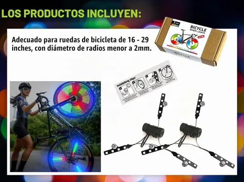 Vista 7 de Luces de rueda de bicicleta, luces de rueda de bicicleta para conducción nocturna, luz de radios de bicicleta con visibilidad de 360°, detección