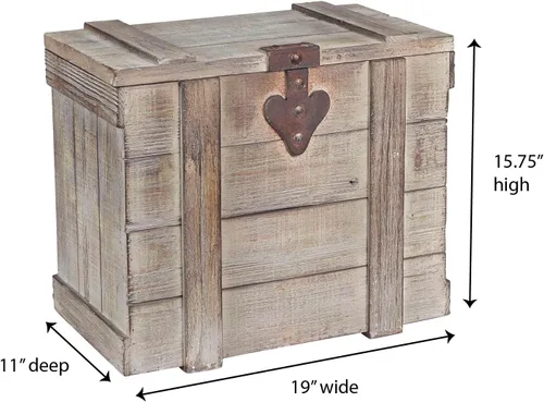 Vista 3 de Household Essentials Baúl decorativo de estilo victoriano, acabado en madera envejecida y acentos metálicos, con tapa completamente abierta y asas