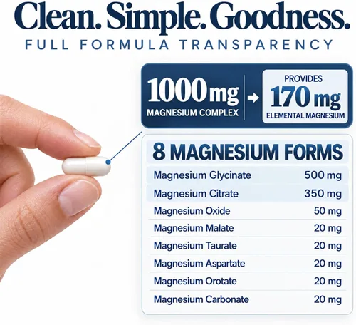 Vista 2 de Complejo de magnesio suplemento 1000mg para mujeres y hombres, alta