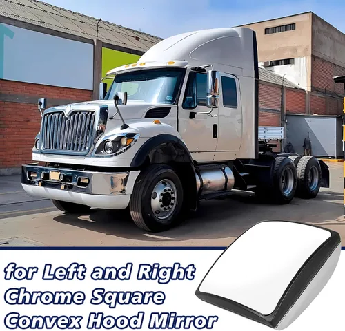Vista 2 de High Soar Cabezal de espejo de capó convexo cuadrado cromado para International Durastar Transtar Prostar Workstar Harvester Truck Tractor 2008-2017
